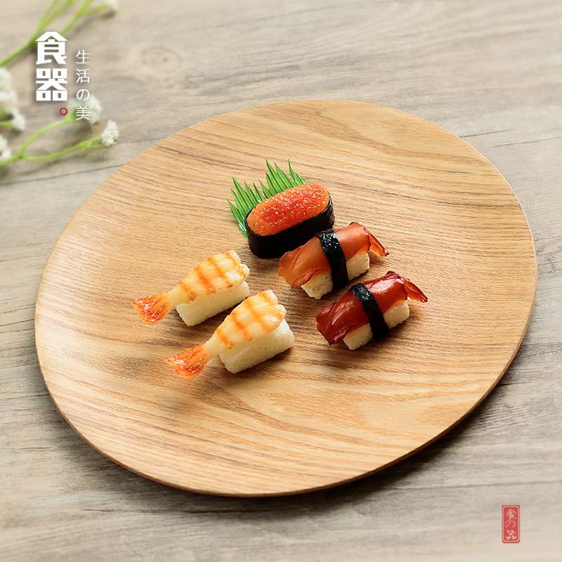 Large Japanese Style Solid Wood
Wooden Plate ins Tray Round Fruit Plate Bread Snack