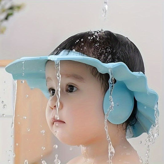 Blue Adjustable baby shower cap